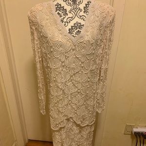 Beaded lace  dress ivory